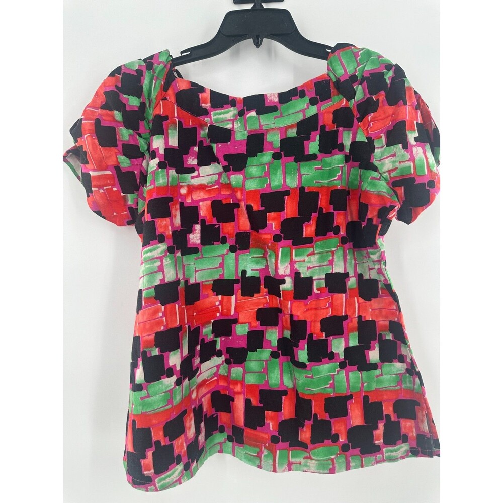Koi by Kathy Peterson Colorful Abstract Painterly Block Scrub Top Size Medium